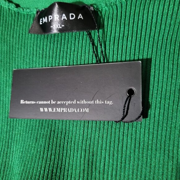 Emprada Ribbed Knit Wrap Dress Long Sleeve Green Plus 3X New - Stretch Comfort - Picture 3 of 7